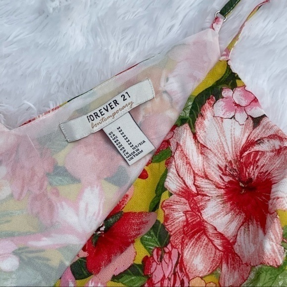 FOREVER 21 Pink Floral Sleeveless Wrap Dress M - Picture 9 of 13